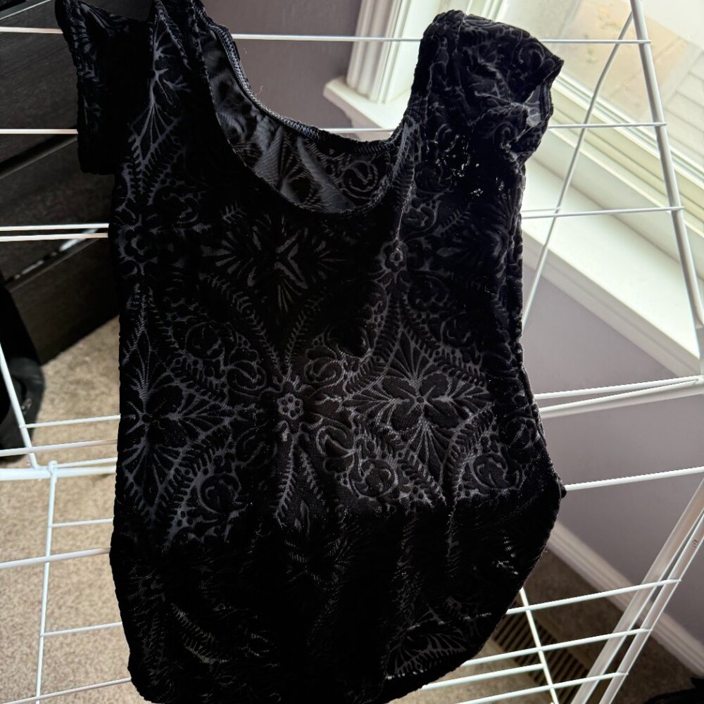 Burned Velvet Cap Sleeve Bodysuit Blackmilk